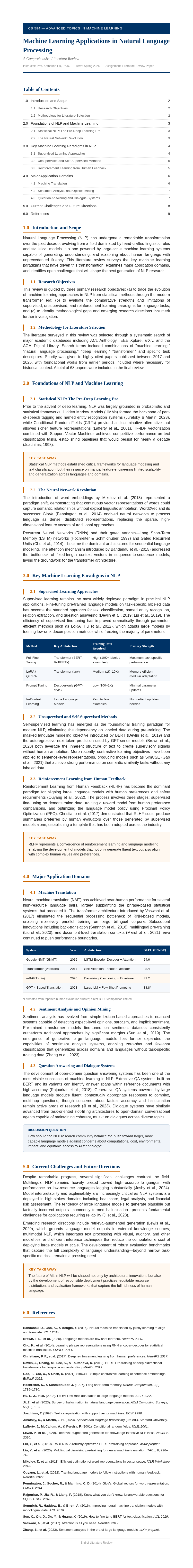 University Course Literature Review